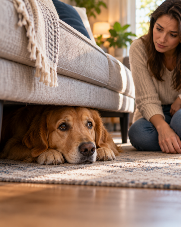 Hiding: dog body language